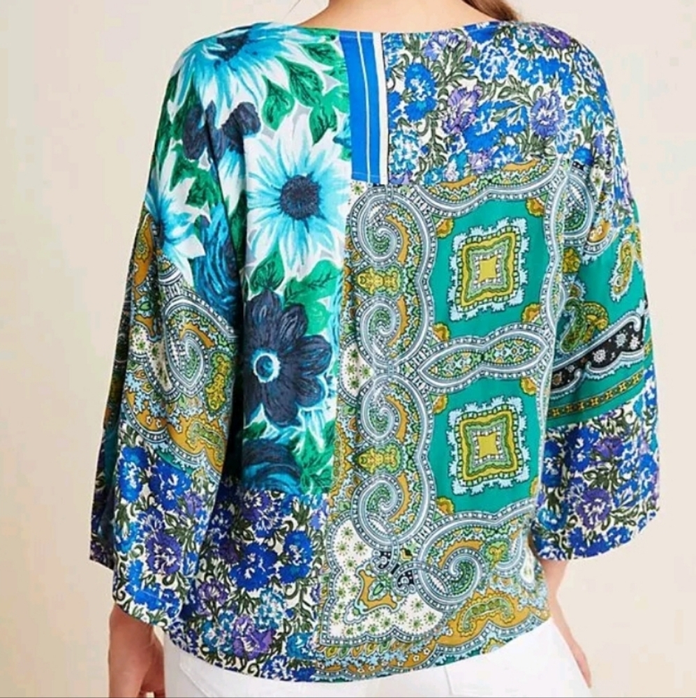 Anthropologie Tiny Patchwork Style Top. Rayon. Si… - image 2